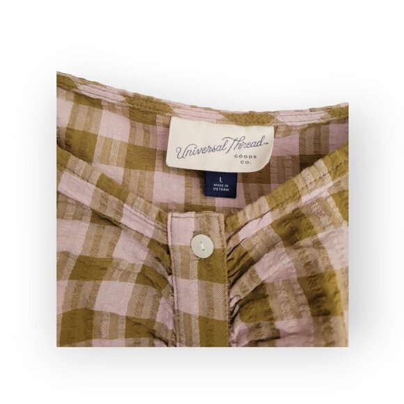 Universal Thread Gingham Puff Sleeve Top Size L - Picture 5 of 8